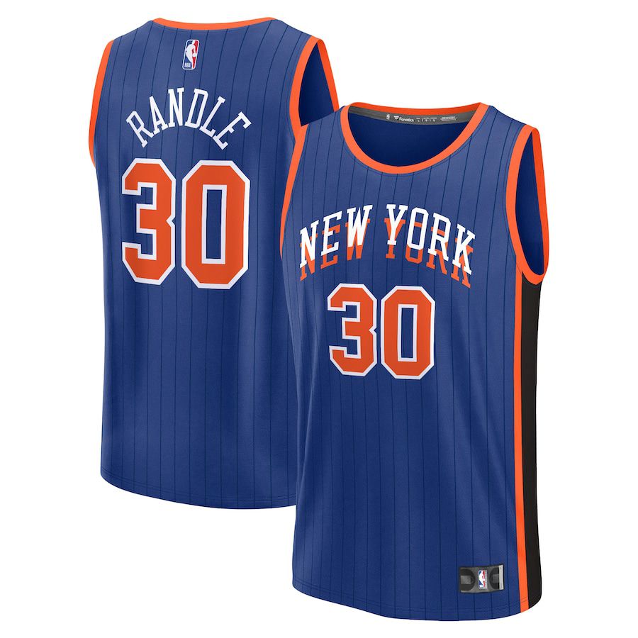 Men New York Knicks #30 Julius Randle Fanatics Branded Blue City Edition 2023-24 Fast Break NBA Jersey